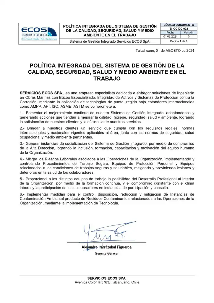 Política integrada SGI ECOS